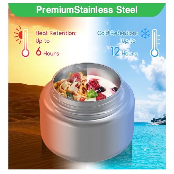 4-Compartment Bento Lunch Box NEW! w/ Insulated Food Jar & Utensils – Leakproof - Picture 4 of 8